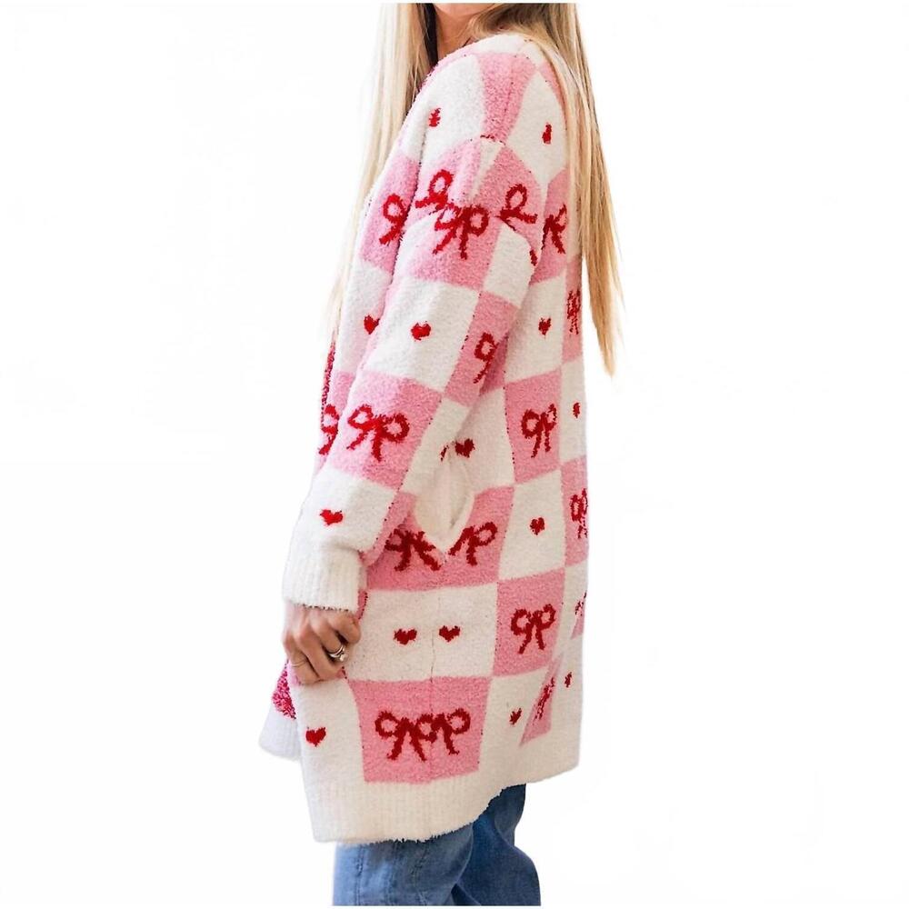 NEW BLAKELEY valentines cloud cardigan in checker bows - Picture 3 of 6